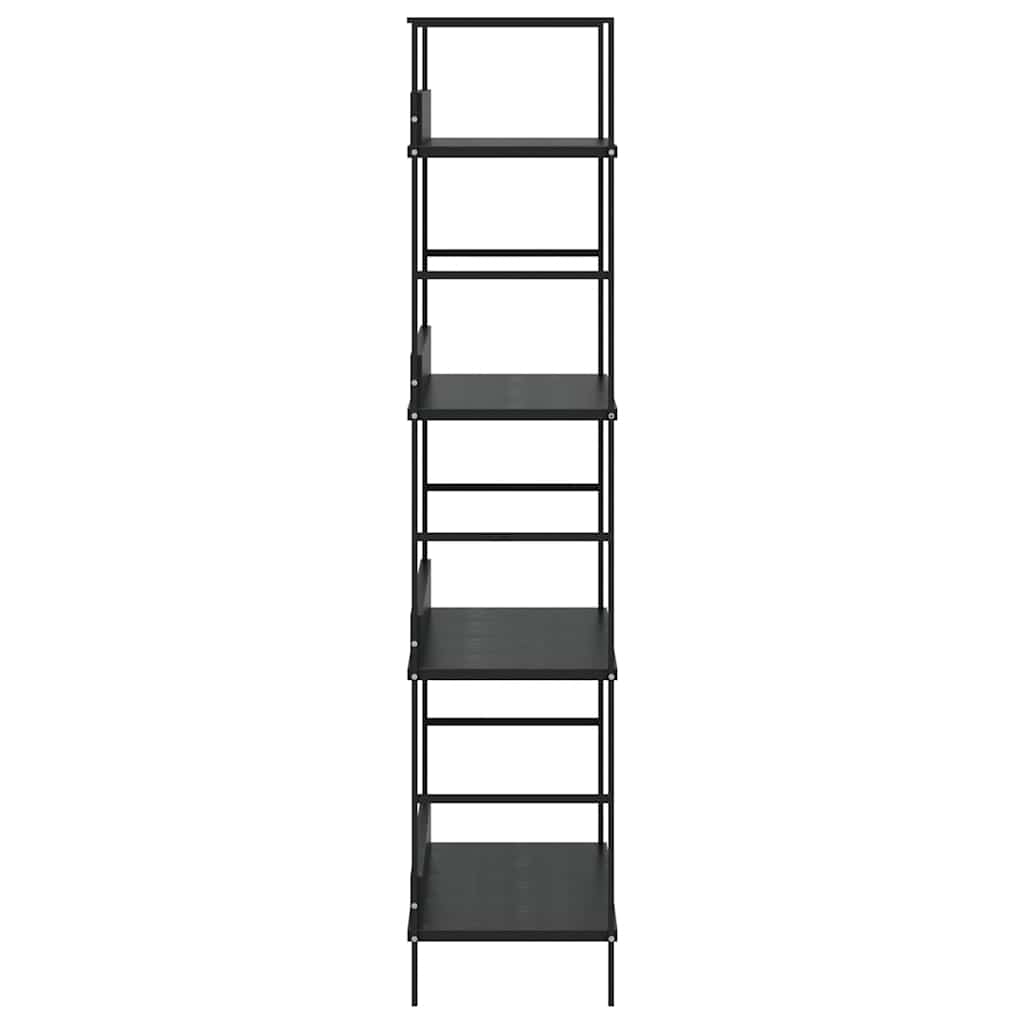 Bücherregal 4 Regalböden Schwarz 60×27,6×124,5 cm Holzwerkstoff