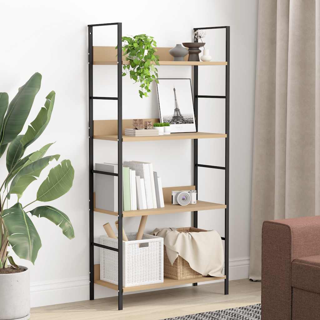 Bücherregal 4 Regalböden Eiche 60×27,6×124,5 cm Holzwerkstoff
