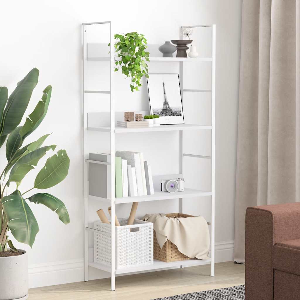 Bücherregal 4 Regalböden Weiß 60×27,6×124,5 cm Holzwerkstoff