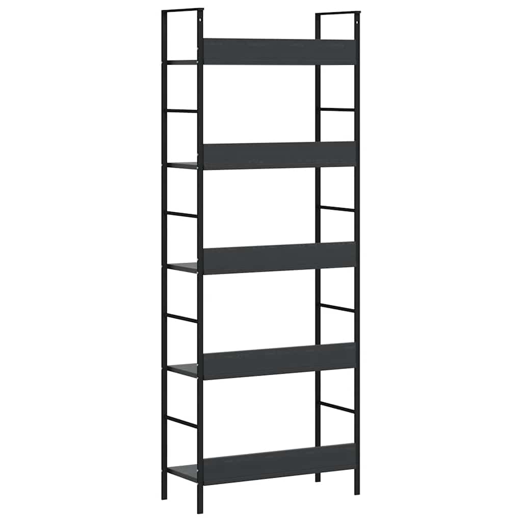 Bücherregal 5 Regalböden Schwarz 60x27,6x158,5 cm Holzwerkstoff