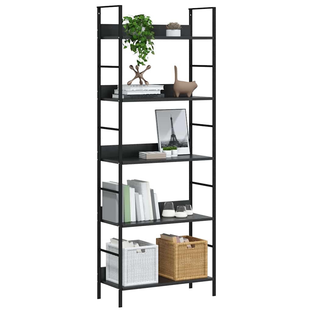 Bücherregal 5 Regalböden Schwarz 60x27,6x158,5 cm Holzwerkstoff
