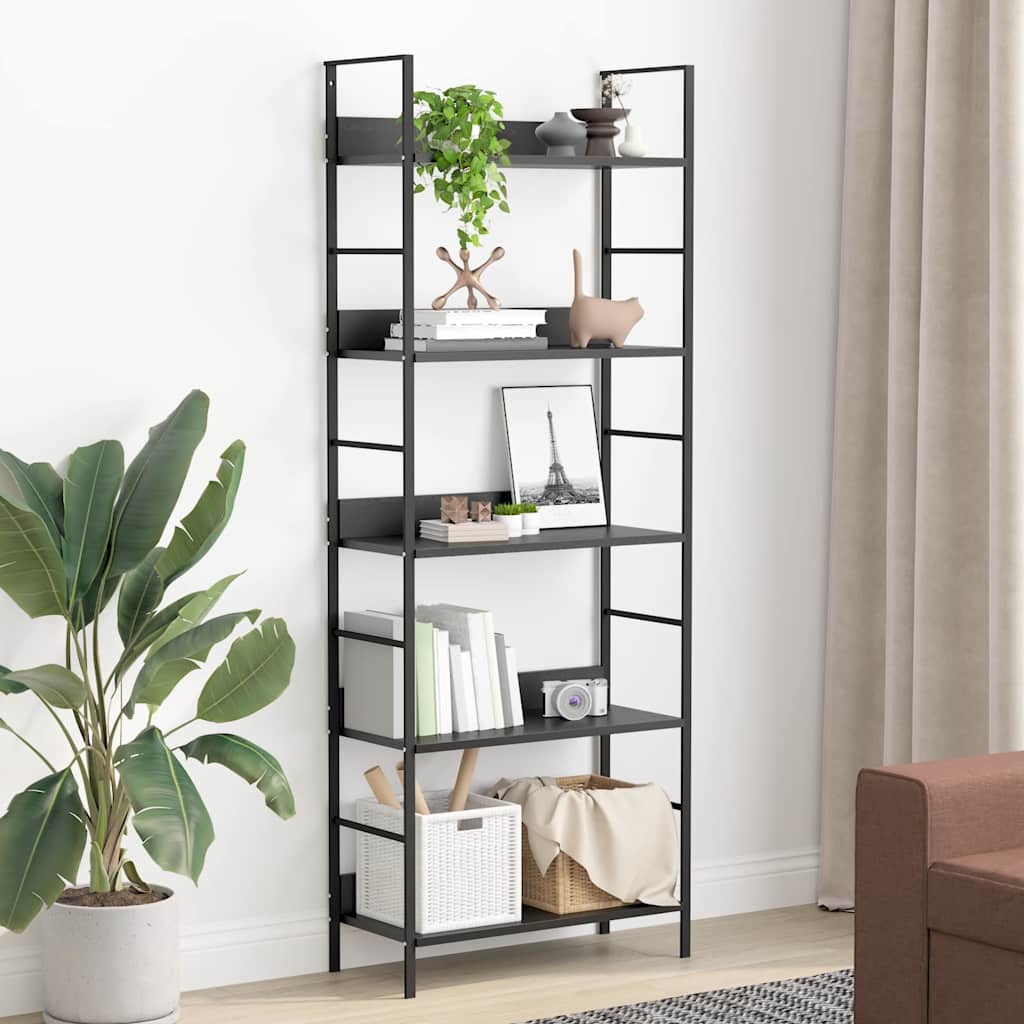 Bücherregal 5 Regalböden Schwarz 60x27,6x158,5 cm Holzwerkstoff