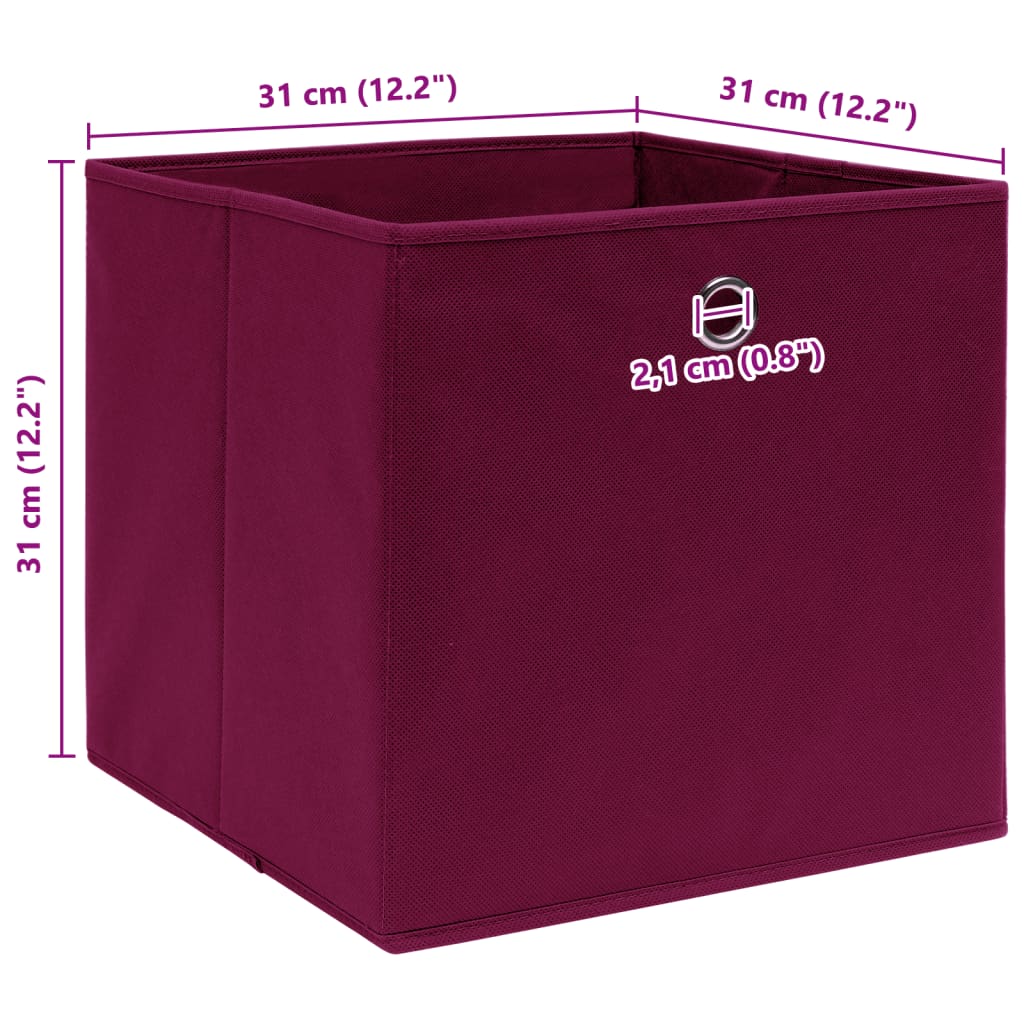Aufbewahrungsboxen 10 Stk. Dunkelrot 32x32x32 cm Stoff