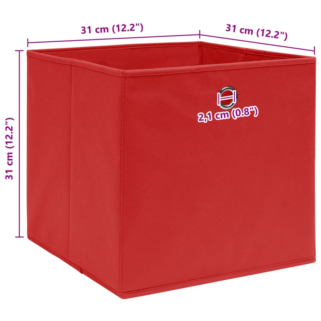 Aufbewahrungsboxen 10 Stk. Rot 32x32x32 cm Stoff