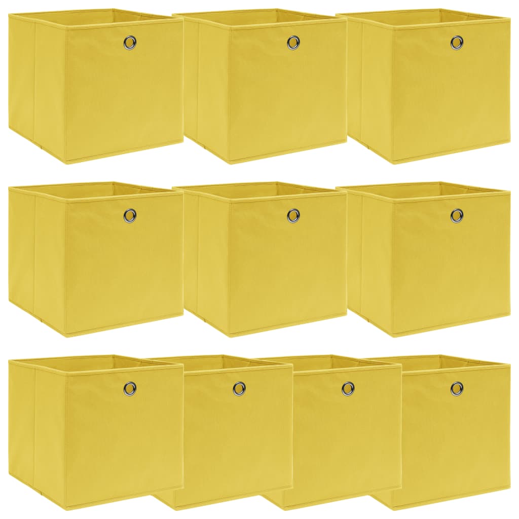 Aufbewahrungsboxen 10 Stk. Gelb 32x32x32 cm Stoff