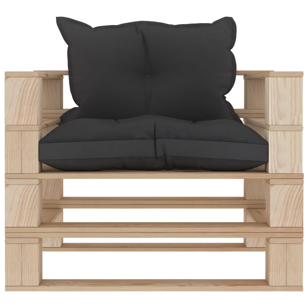 Garten-Palettensofa mit Kissen in Schwarz Holz