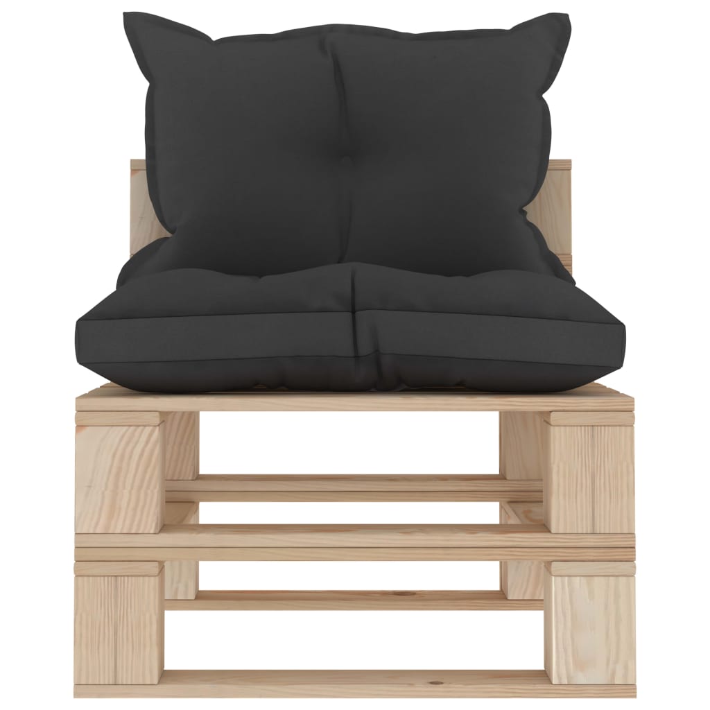 Garten-Paletten-Mittelsofa mit Kissen in Schwarz Holz