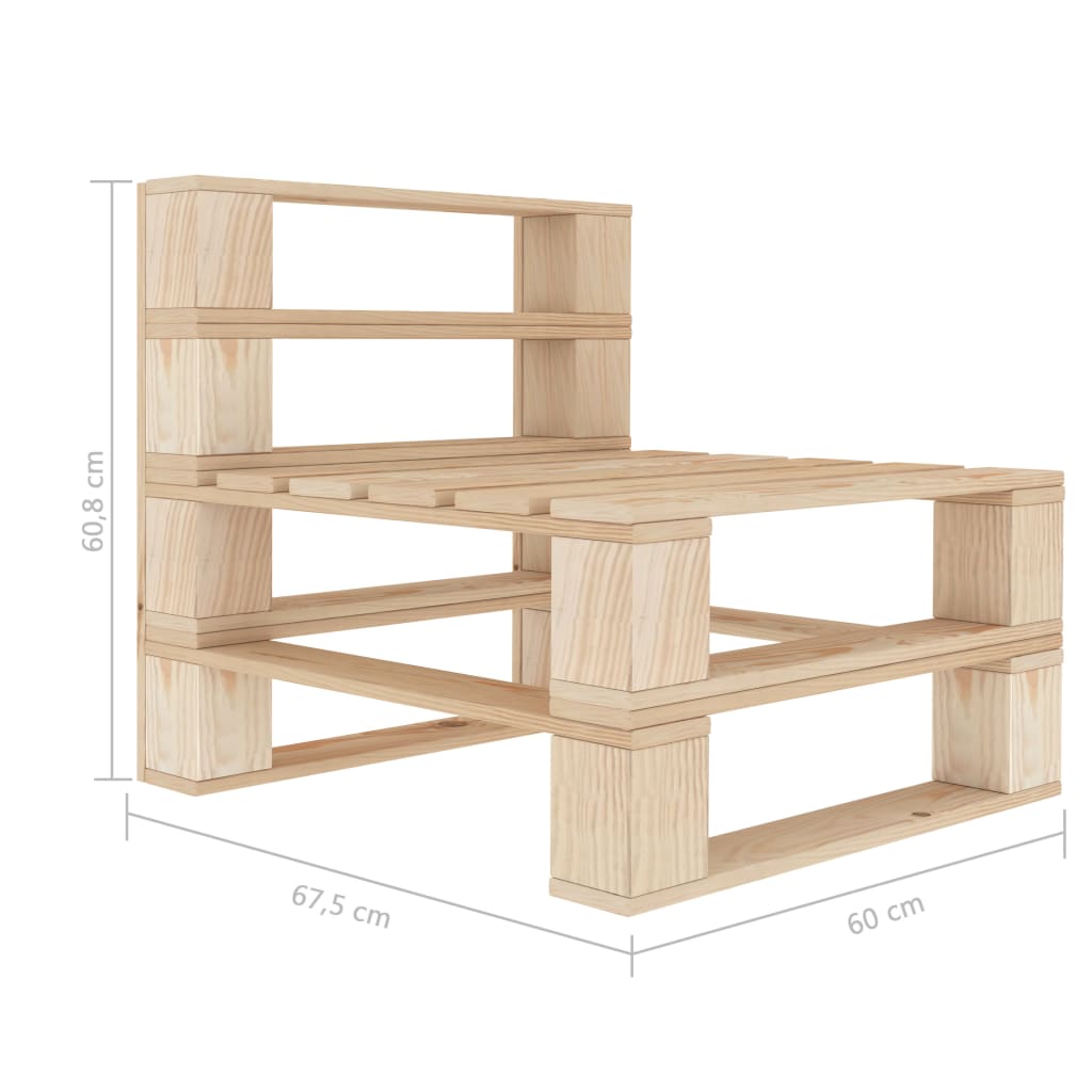 Garten-Paletten-Mittelsofa mit Kissen in Schwarz Holz
