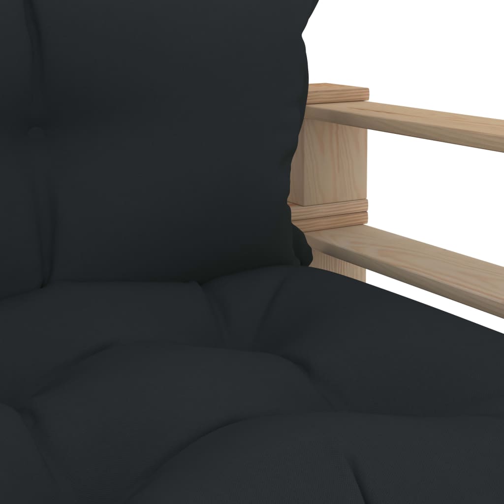 Garten-Palettensofa mit Kissen in Anthrazit Holz