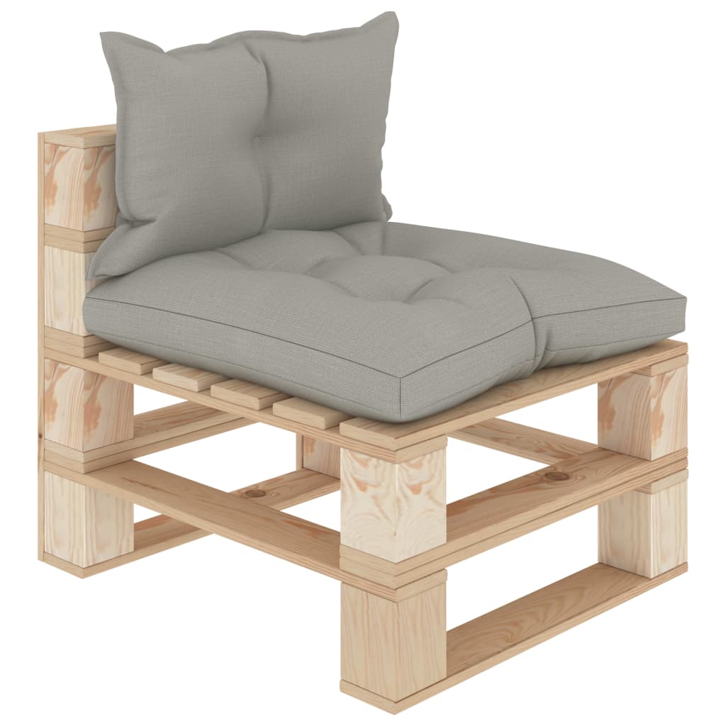 Garten-Paletten-Mittelsofa mit Kissen in Taupe Holz