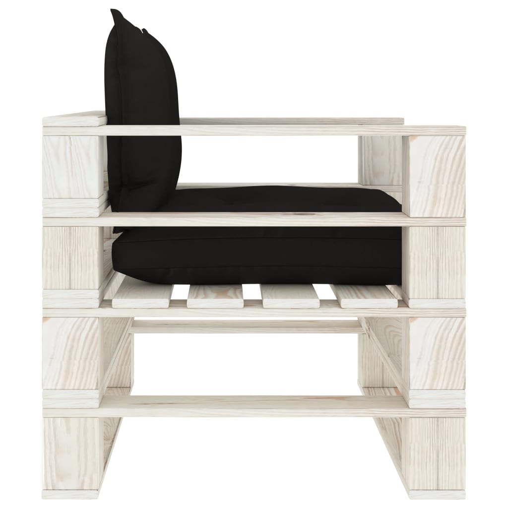 Garten-Palettensofa mit Kissen in Schwarz Holz