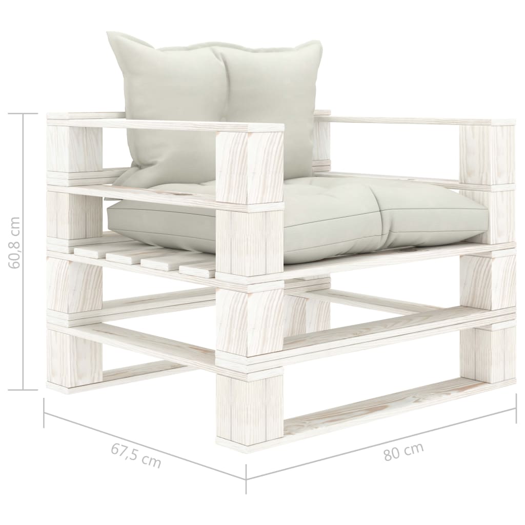 Garten-Palettensofa mit Kissen in Beige Holz