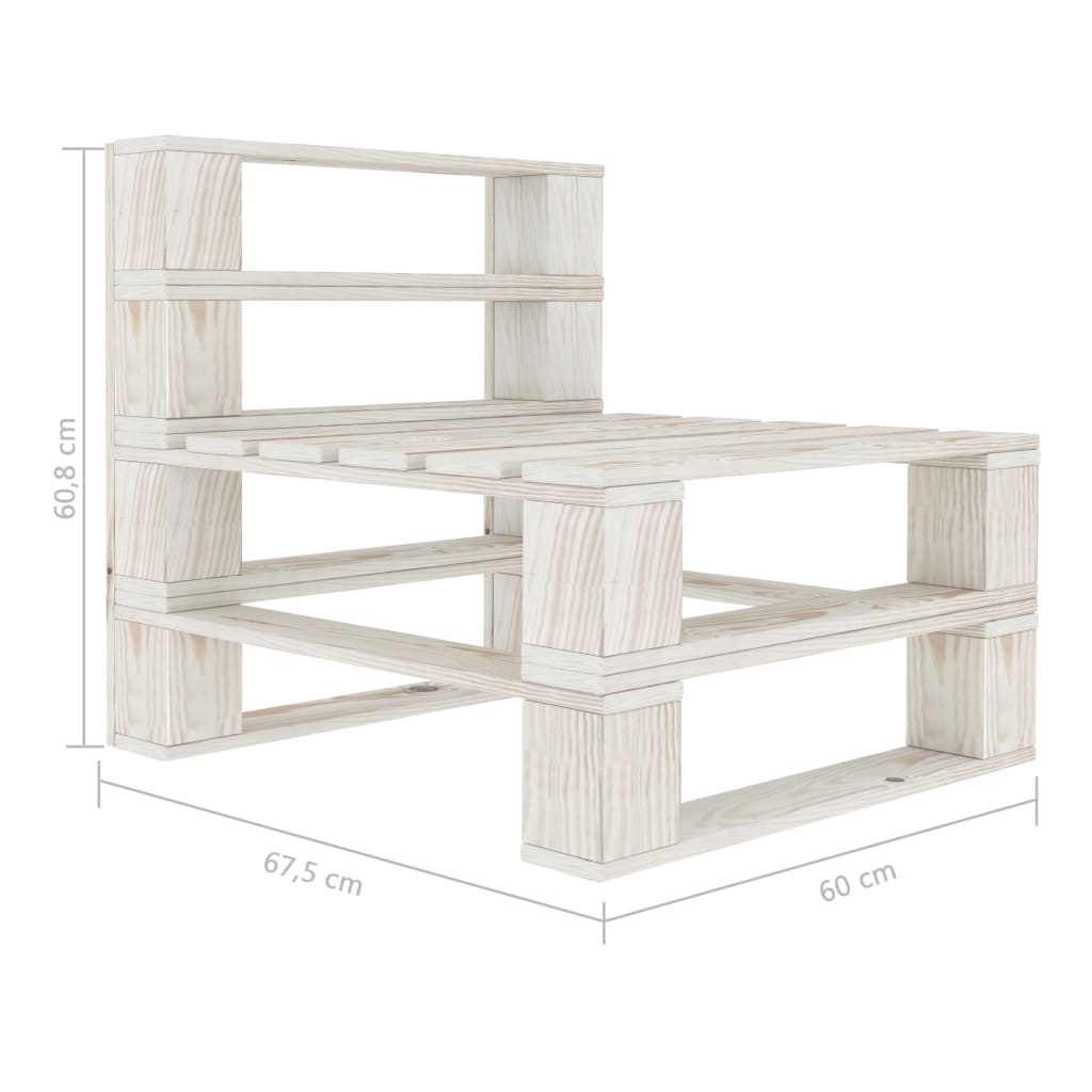 Garten-Paletten-Mittelsofa mit Kissen in Creme Holz