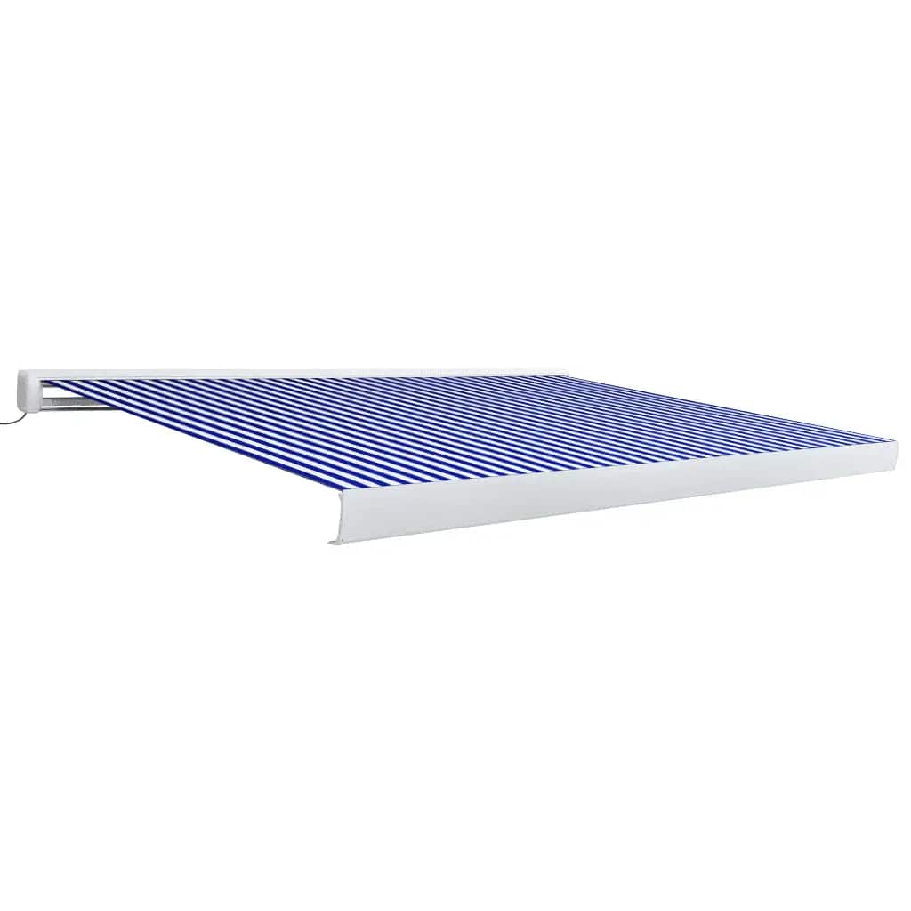 Motorisierte Kassetten-Markise 350x250 cm Blau und Weiß