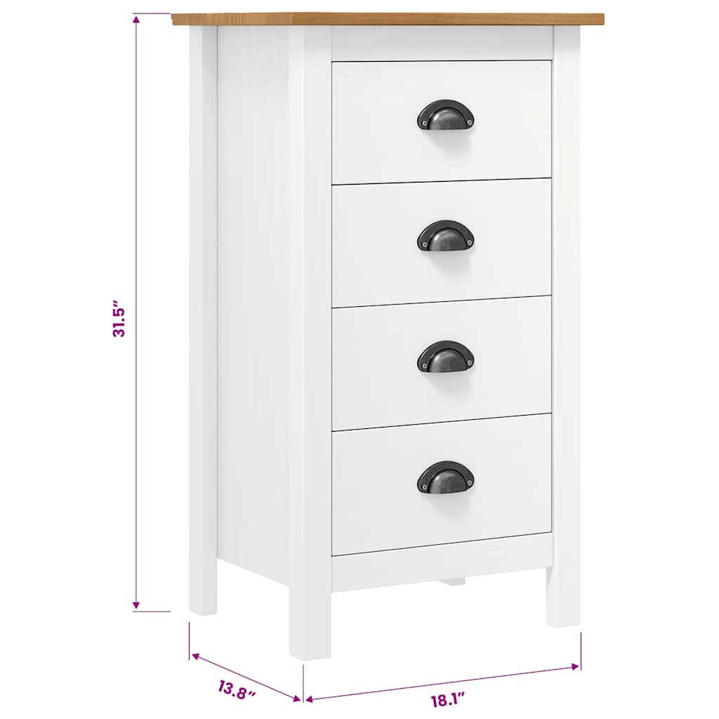 Sideboard Hill Weiß 46x35x80 cm Massivholz Kiefer