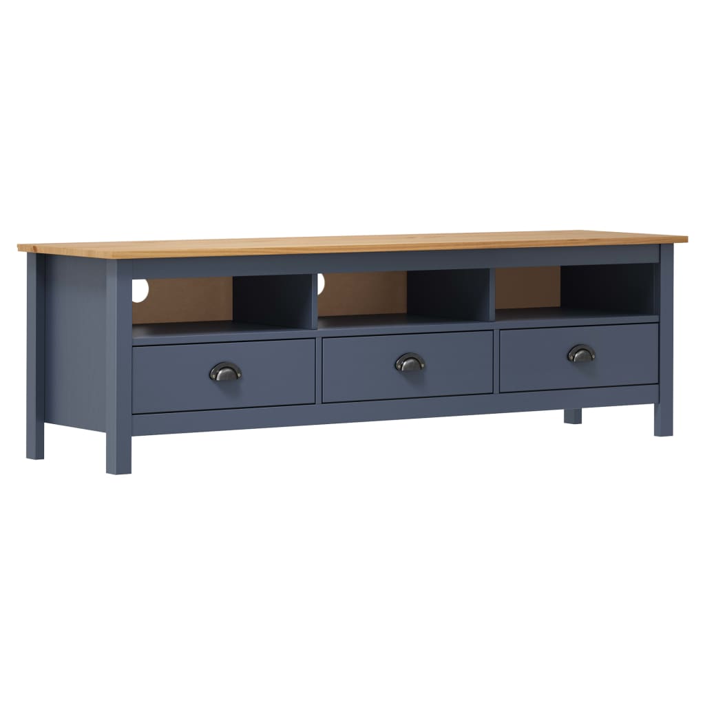 TV-Schrank Hill Grau 158x40x47 cm Massivholz Kiefer