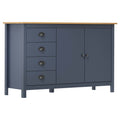 Sideboard Hill Grau 130x40x80 cm Massivholz Kiefer