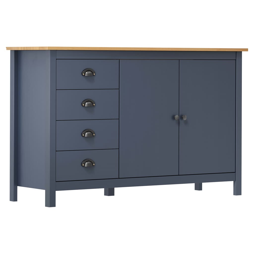 Sideboard Hill Grau 130x40x80 cm Massivholz Kiefer