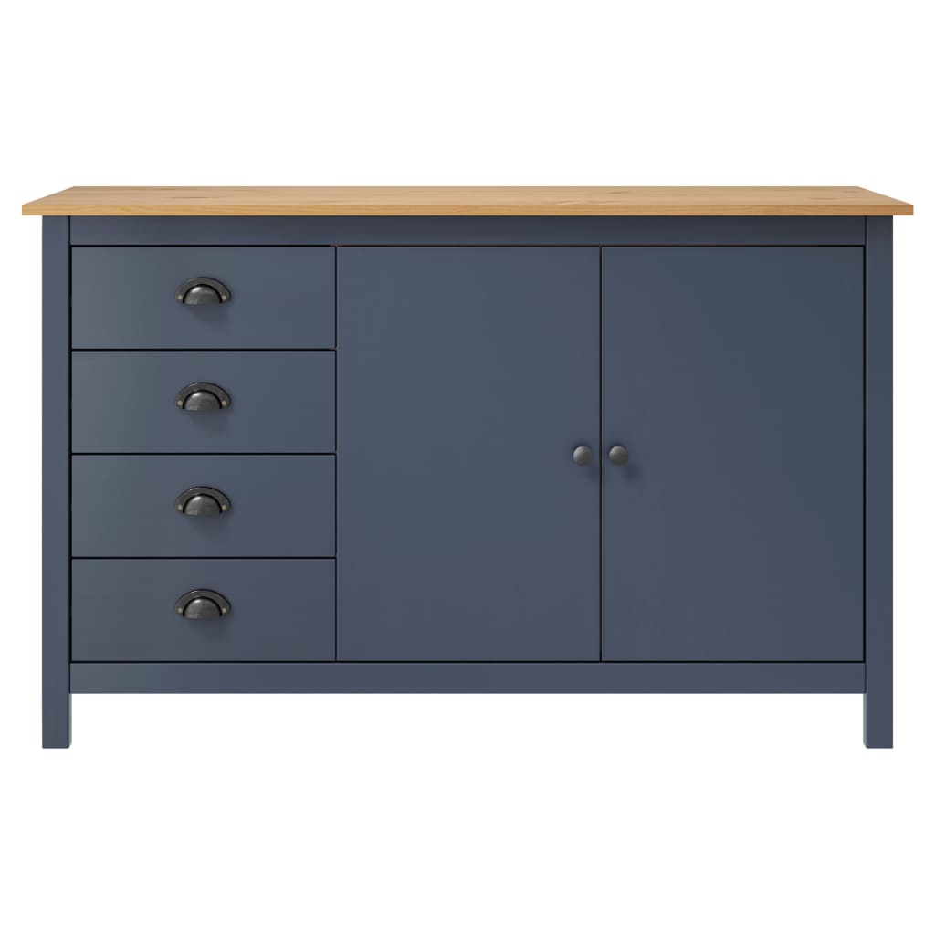 Sideboard Hill Grau 130x40x80 cm Massivholz Kiefer