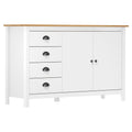Sideboard Hill Weiß 130x40x80 cm Massivholz Kiefer