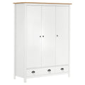 Kleiderschrank mit 3 Türen Hill Weiß 127x50x170 cm Kiefernholz