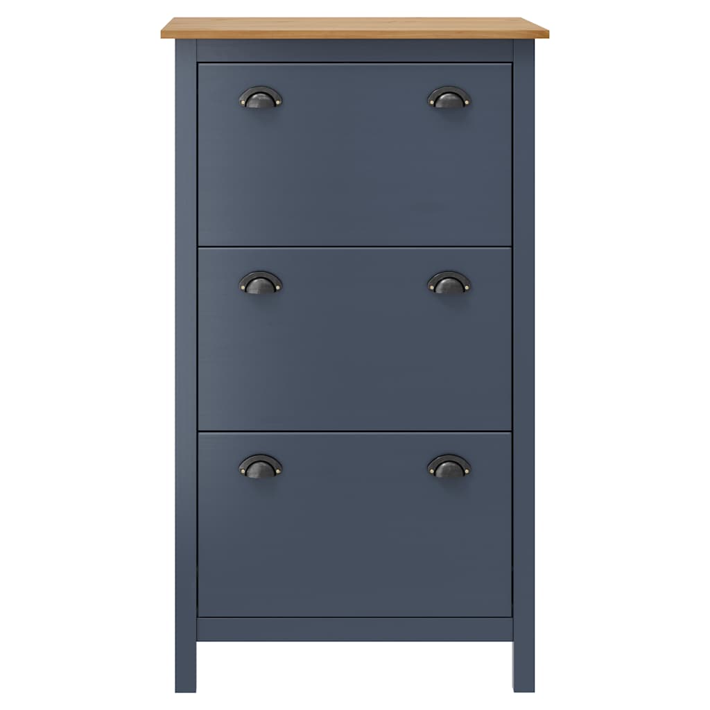 Schuhschrank Hill Grau 72x35x124 cm Massivholz Kiefer