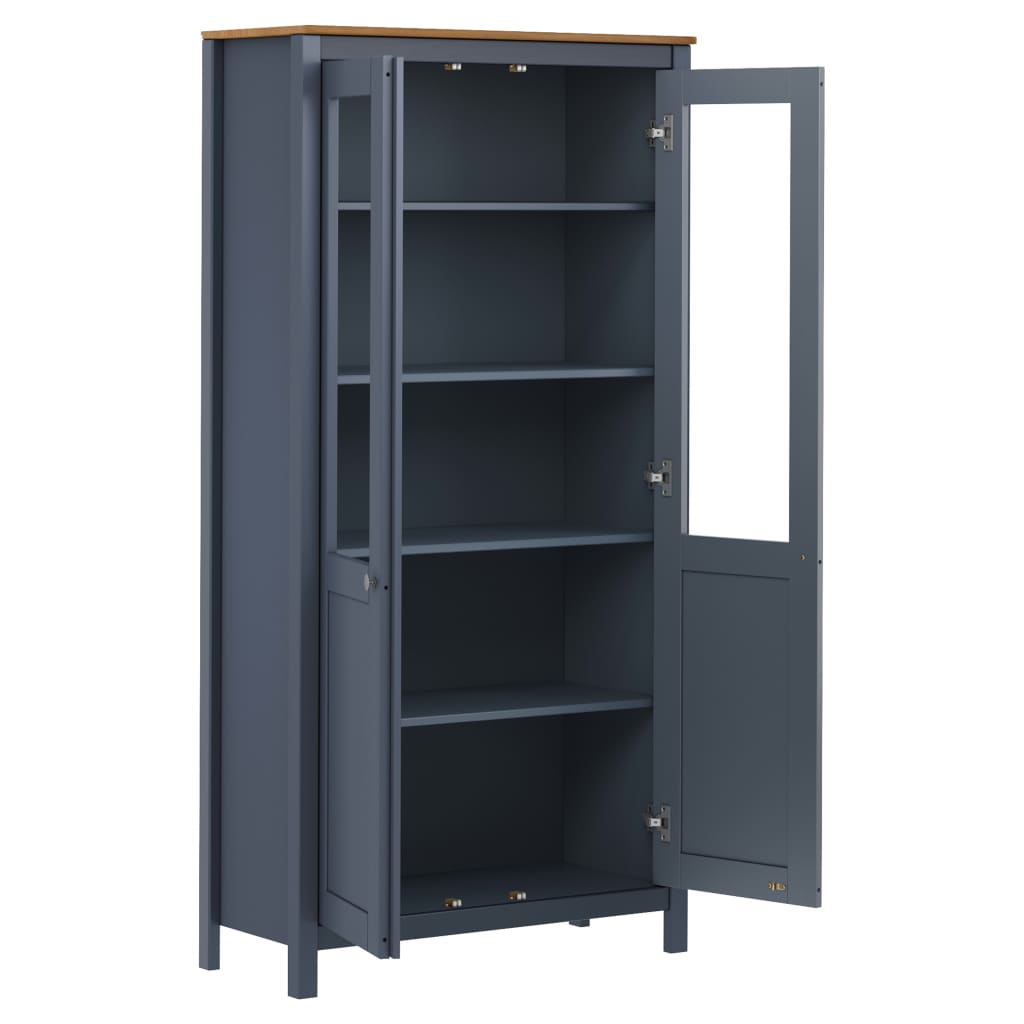 Highboard Hill Grau 85x37x170,5 cm Massivholz Kiefer