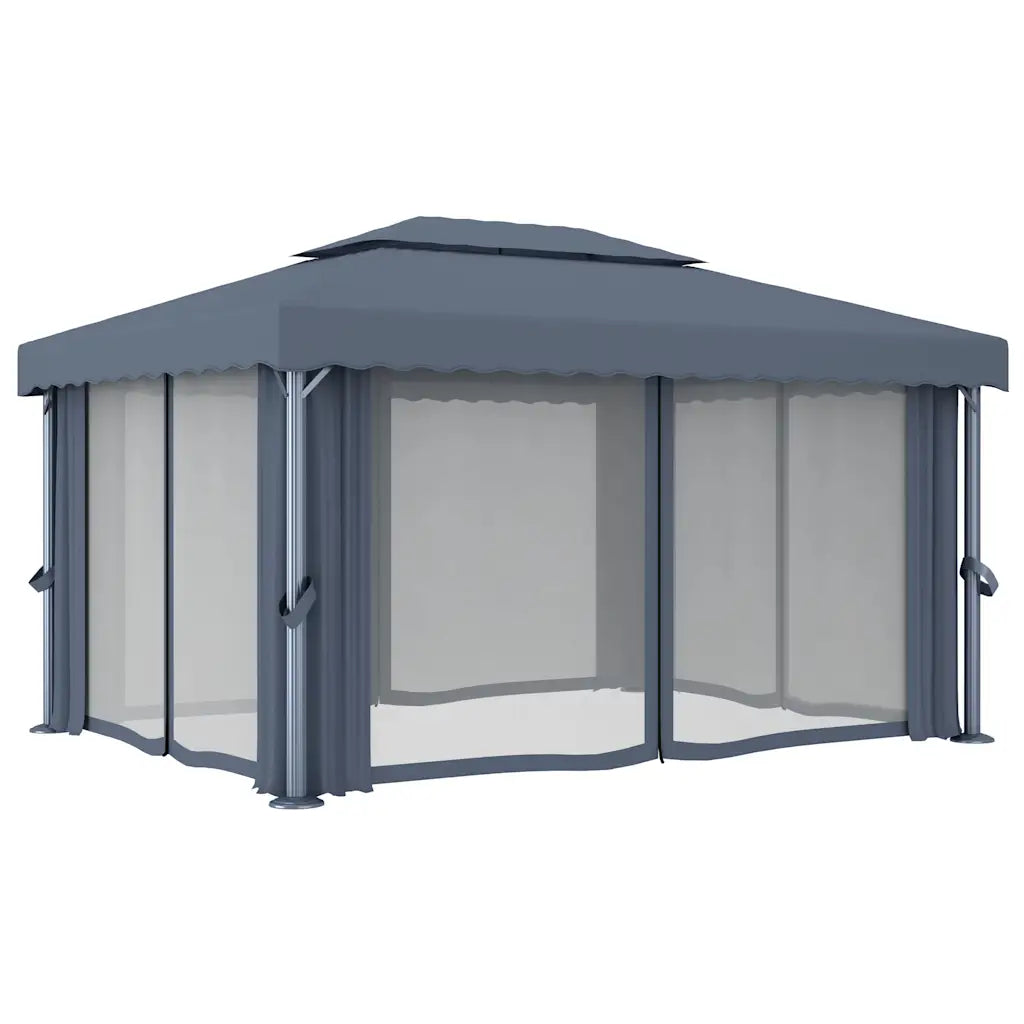 Pavillon mit Vorhang 4 × 3 m aus Aluminium