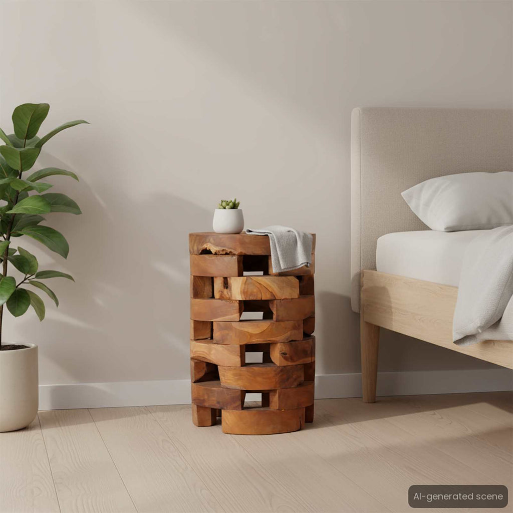 Nachttisch 30x30x45 cm Massivholz Teak