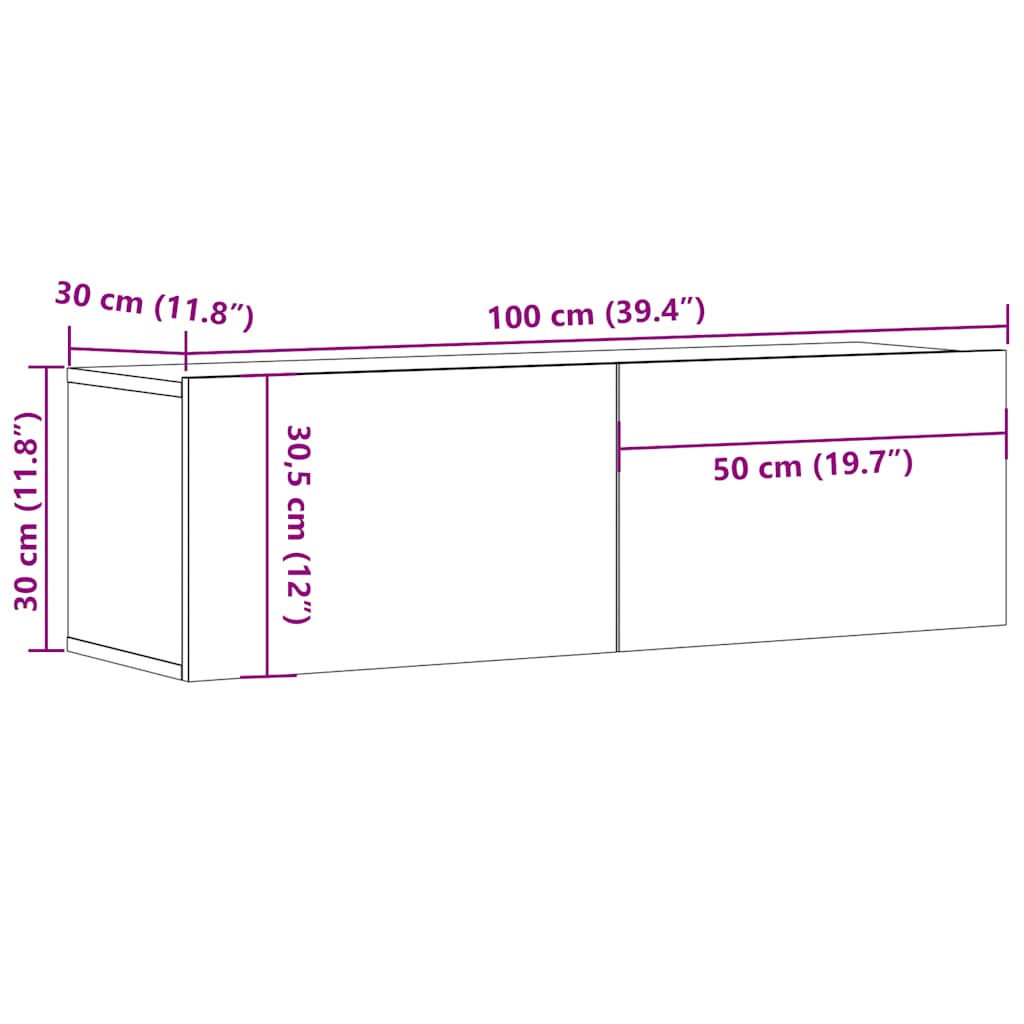 TV-Schrank Sonoma-Eiche 100x30x30 cm Holzwerkstoff
