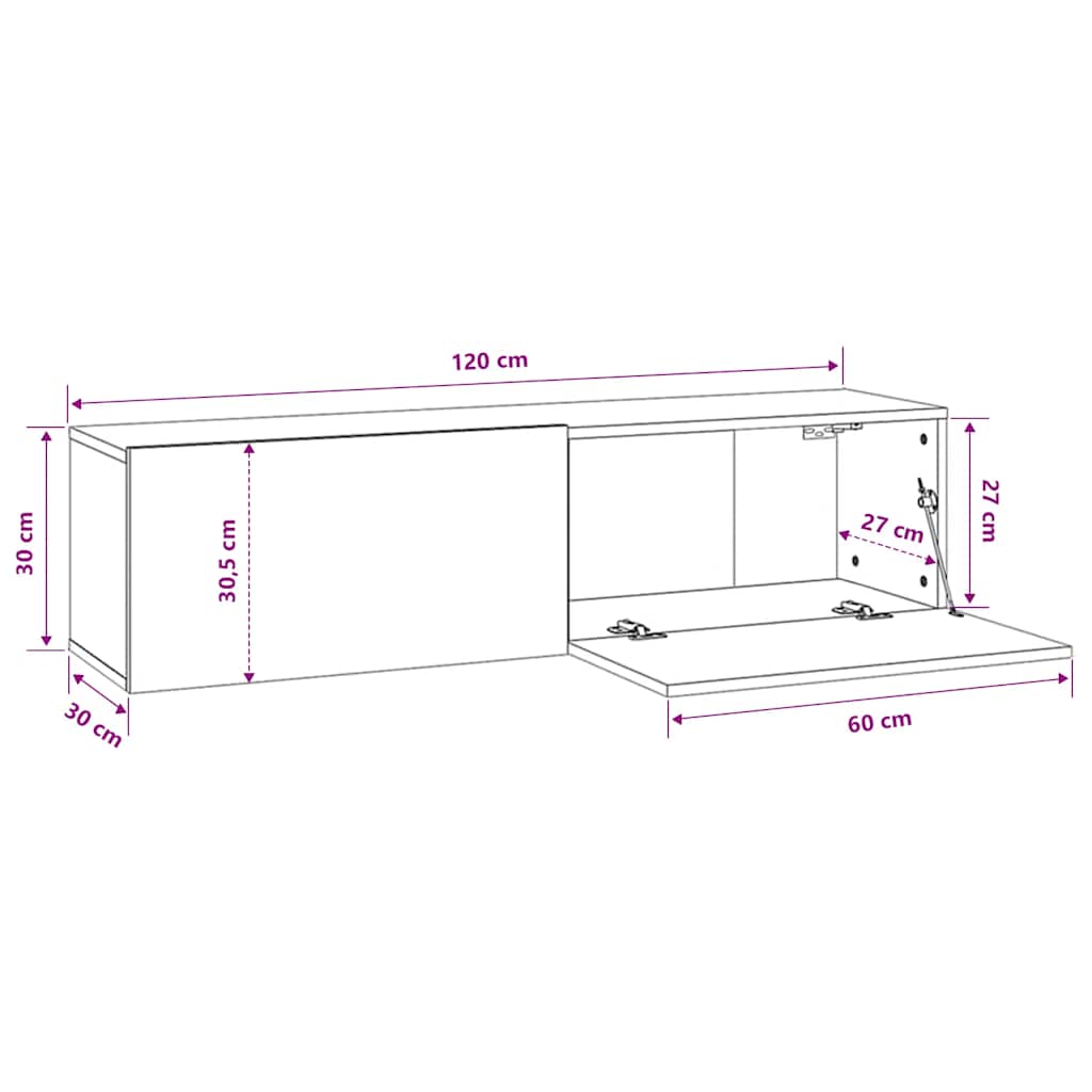 TV-Schrank Betongrau 120x30x30 cm Holzwerkstoff
