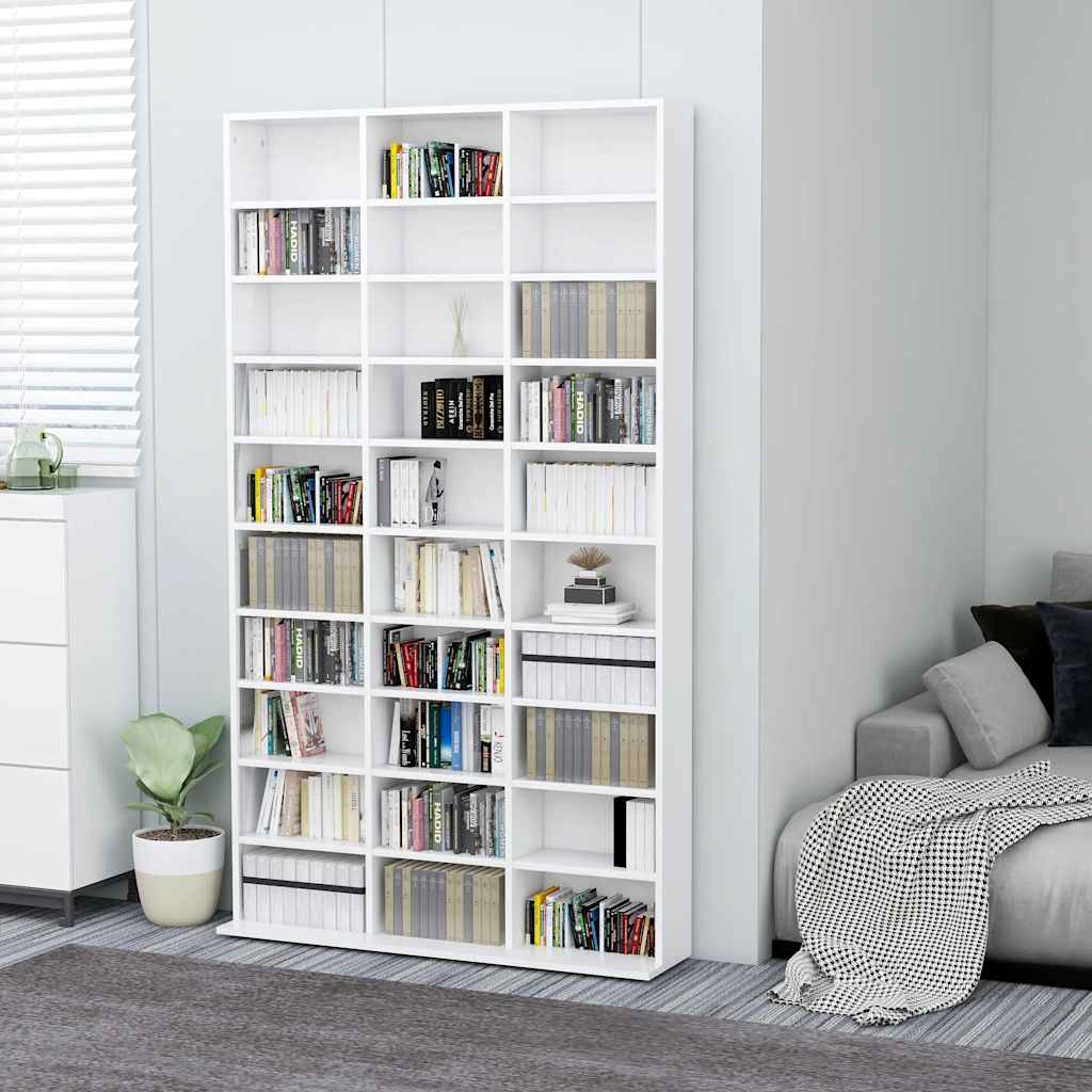 CD-Schrank Weiß 102x23x177,5 cm Holzwerkstoff