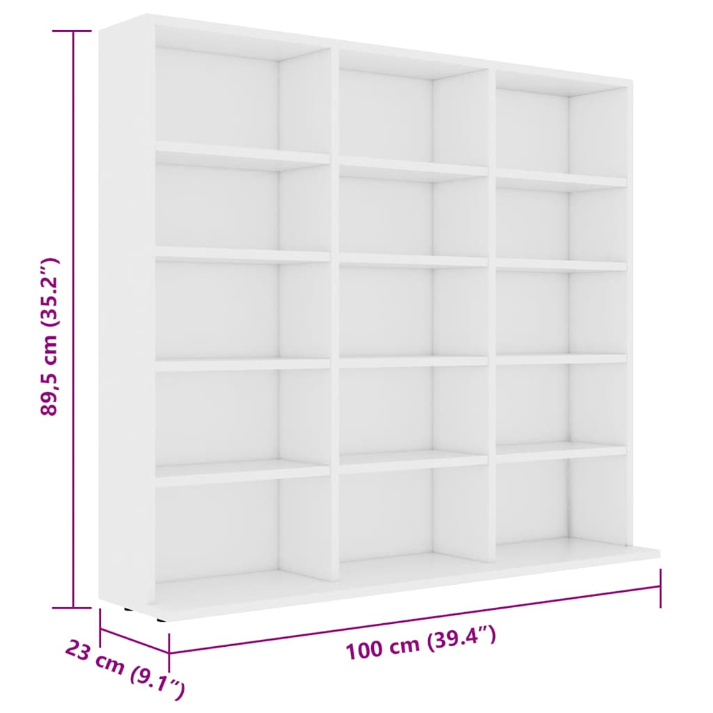 CD-Regal Weiß 100x23x89,5 cm Holzwerkstoff