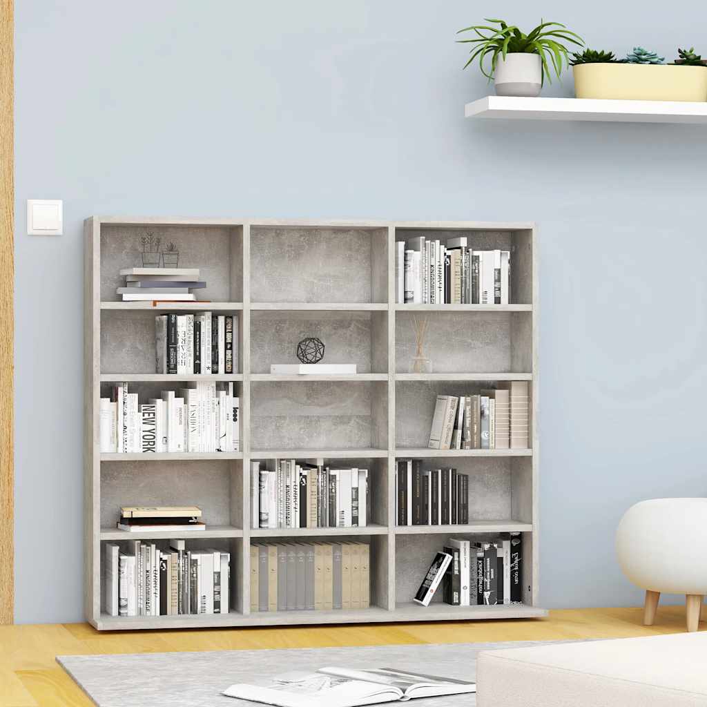 CD-Regal Betongrau 100x23x89,5 cm Holzwerkstoff