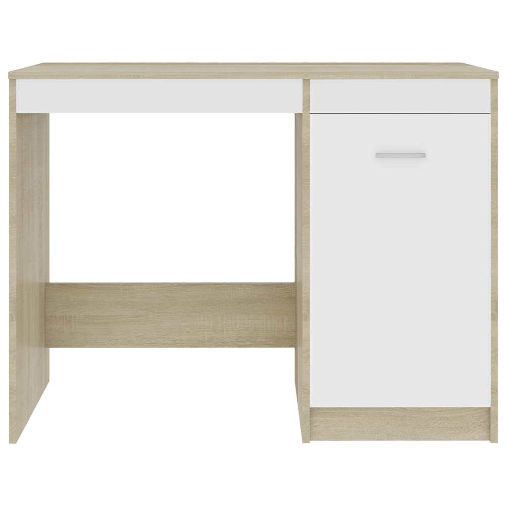 Schreibtisch Weiß Sonoma-Eiche 100x50x76 cm Holzwerkstoff