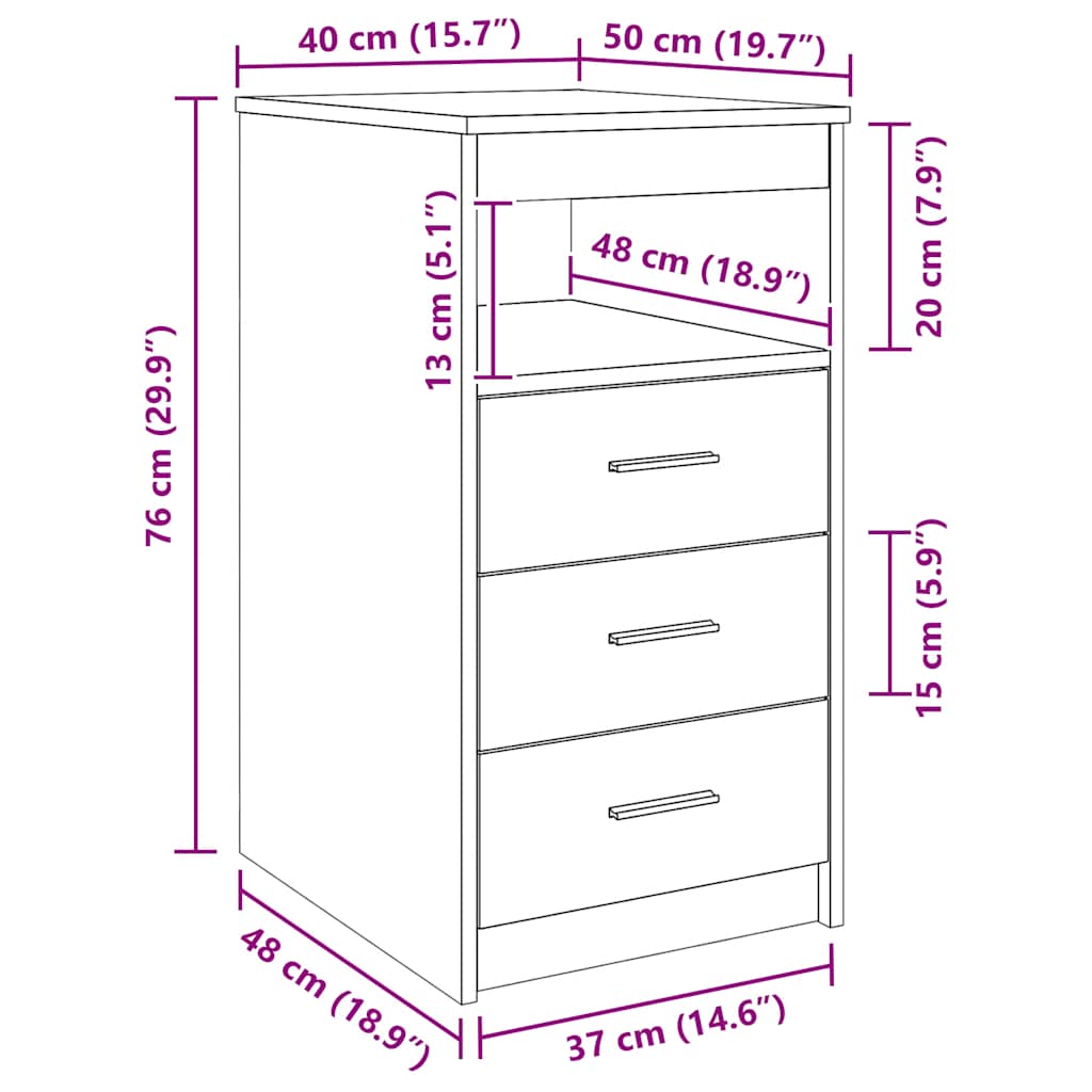 Sideboard mit Schubladen Betongrau 40x50x76 cm Holzwerkstoff