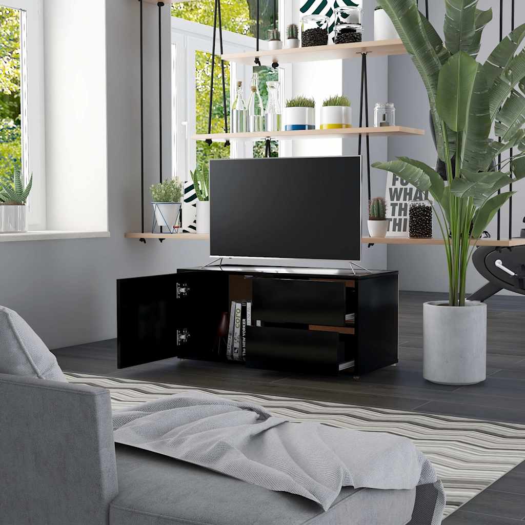 TV-Schrank Schwarz 80x34x36 cm Holzwerkstoff