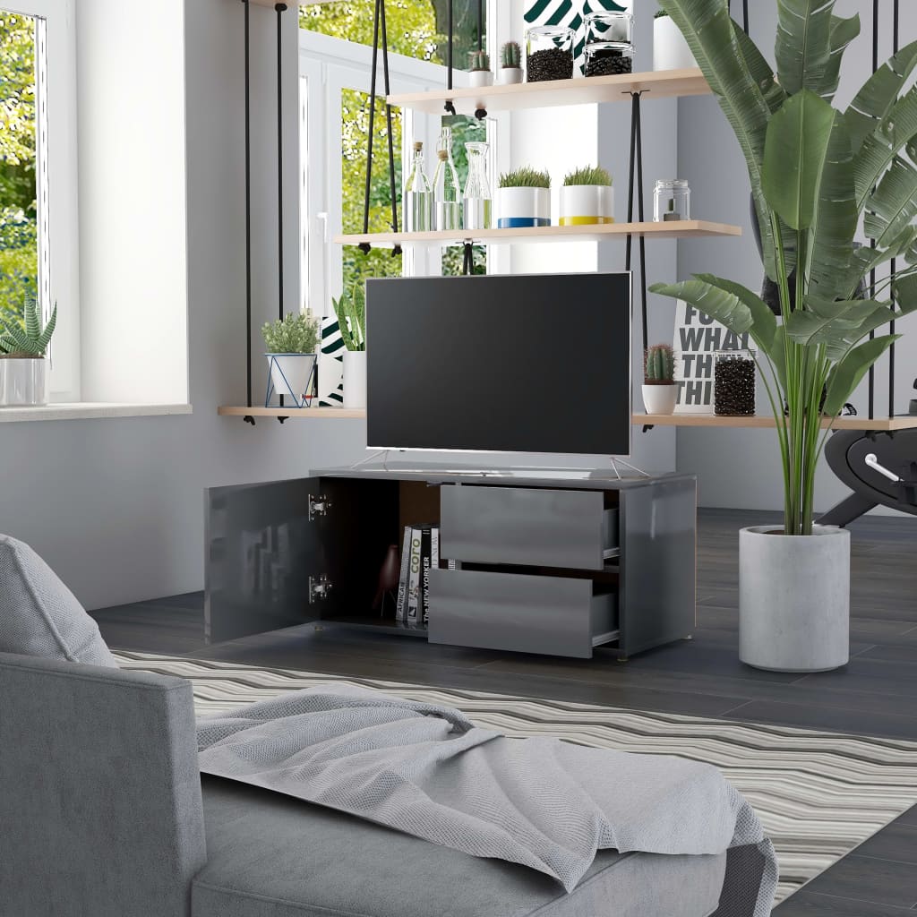 TV-Schrank Hochglanz-Grau 80x34x36 cm Holzwerkstoff