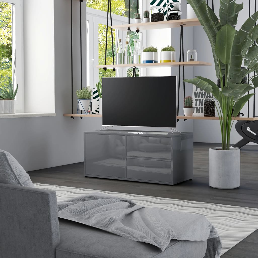 TV-Schrank Hochglanz-Grau 80x34x36 cm Holzwerkstoff