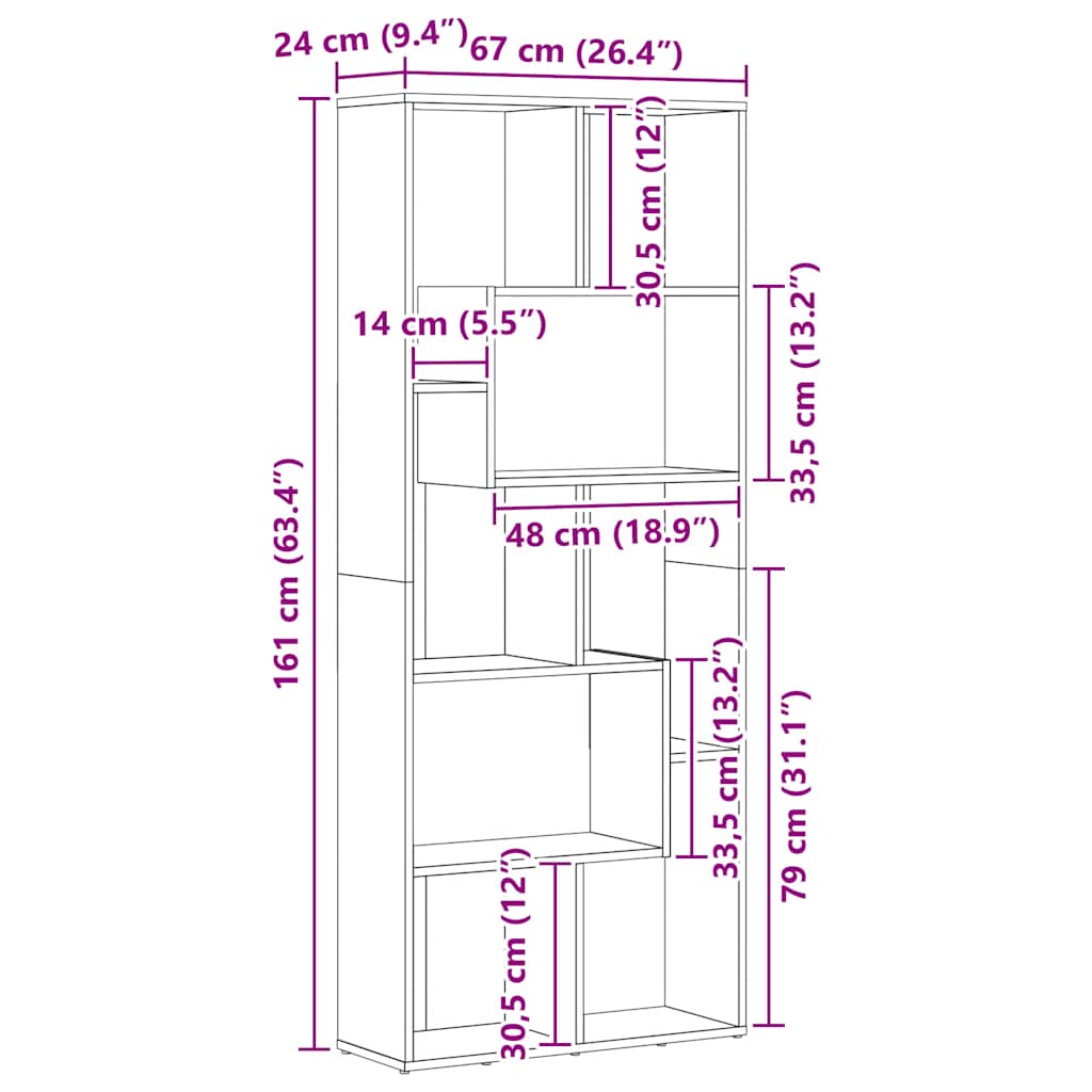 Bücherregal Betongrau 67x24x161 cm Holzwerkstoff