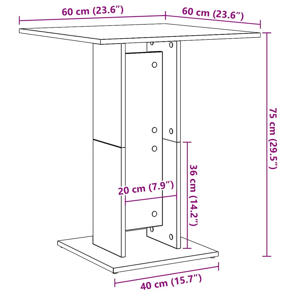 Bistrotisch Betongrau 60x60x75 cm Holzwerkstoff