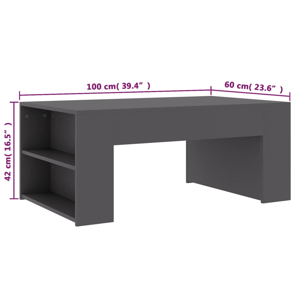 Couchtisch Grau 100x60x42 cm Holzwerkstoff