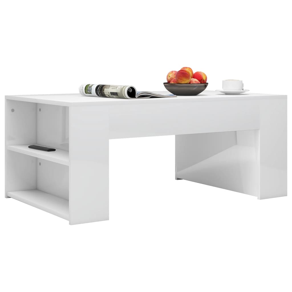 Couchtisch Hochglanz-Weiß 100x60x42 cm Holzwerkstoff