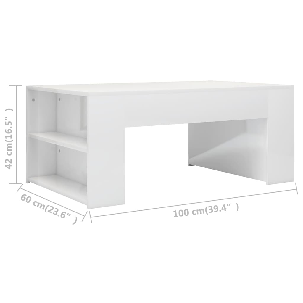 Couchtisch Hochglanz-Weiß 100x60x42 cm Holzwerkstoff