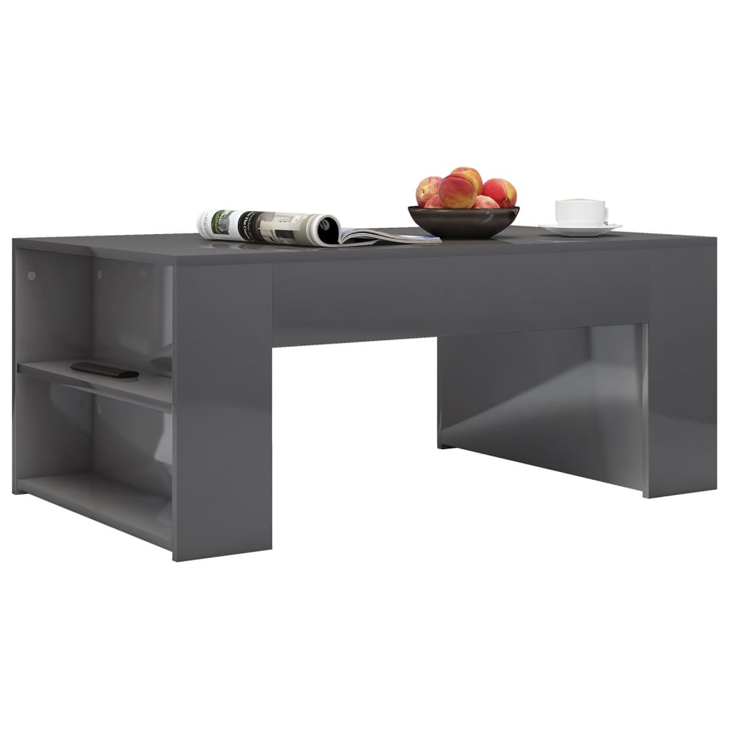 Couchtisch Hochglanz-Grau 100x60x42 cm Holzwerkstoff