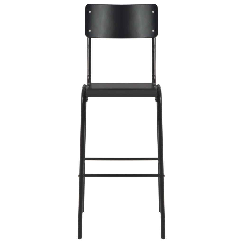 Barhocker 6 Stk. Schwarz Massives Sperrholz Stahl