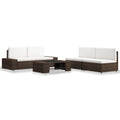 5-tlg. Garten-Lounge-Set Poly Rattan Braun