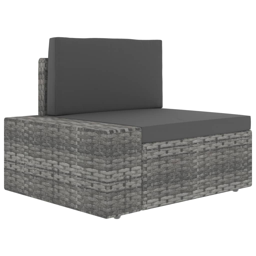 6-tlg. Garten-Lounge-Set Poly Rattan Grau