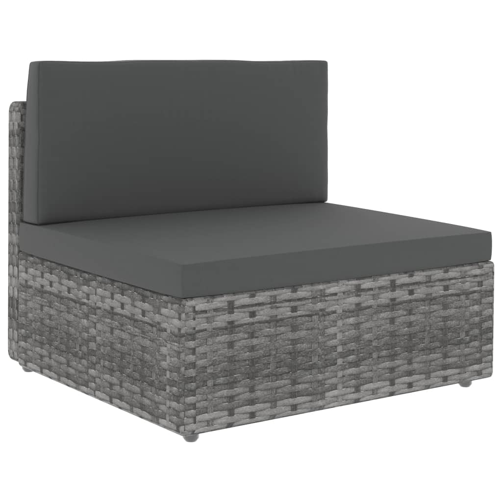 6-tlg. Garten-Lounge-Set Poly Rattan Grau