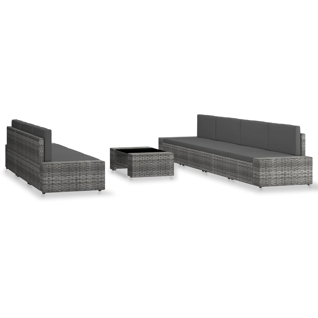 8-tlg. Garten-Lounge-Set Poly Rattan Grau